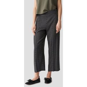 Donkergroene culotte met grafische blauwe print