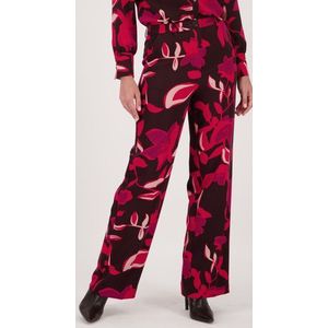 Burgundy broek met fuchsia bloemenprint