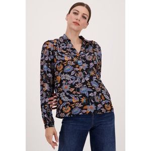 Zwarte blouse met fijne bloemenprint