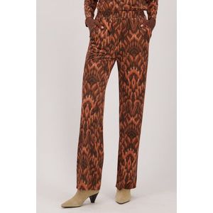 Wijde broek met oranje-bruine print