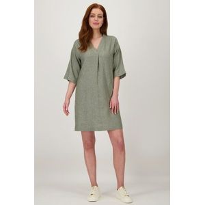 Linnen groen-grijs kleedje met V-hals
