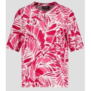 Wit T-shirt met roze bladerprint