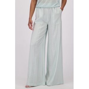 Wijde pastelturqoise broek in glansstof