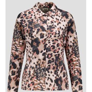 Lichtroze polo met panterprint