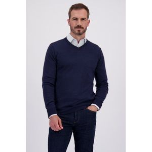 Fijne donkerblauwe trui met V-hals