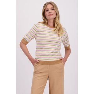 Beige-roze gestreepte trui met korte mouwen