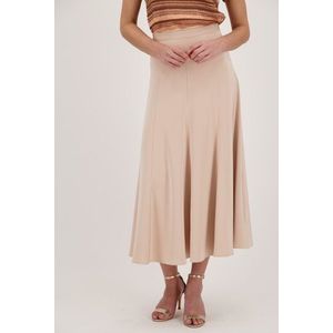 Lange zandbeige rok met satin look