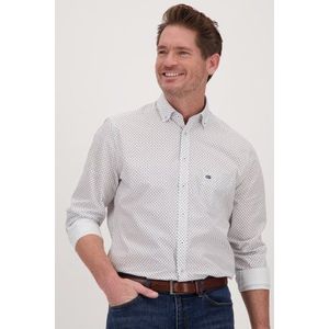Wit hemd met een fijne print - Regular fit