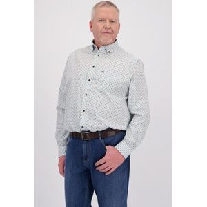 Wit hemd met fijne groene print - Comfort fit