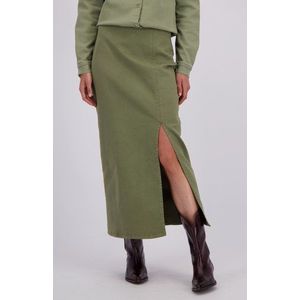 Lange groene jeansrok met split