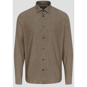 Bruin gemêleerd hemd - Regular fit