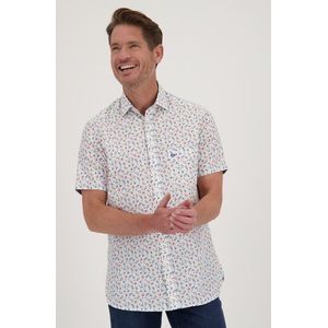 Wit hemd met fijne bloemenprint - Regular fit