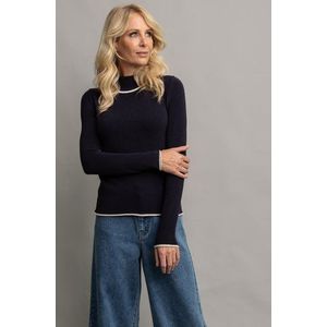 Donkerblauwe trui met hoge kraag