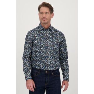 Donkerblauw hemd met gebloemde print - Regular fit