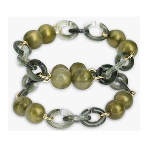 Kaki armbanden met parels en schakels