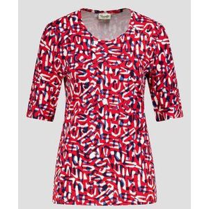 Rood T-shirt met blauwe print