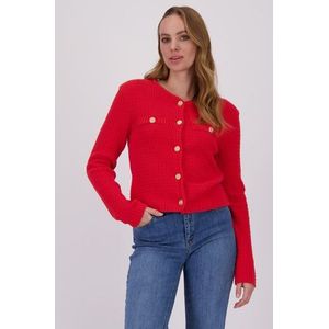 More & More - Gebreid Vest - Rood - Met Detailknopen