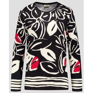 T-shirt met zwart-witte bladerprint