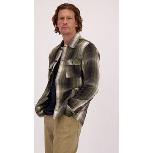 Kaki hemd met geruit patroon