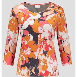 Koraalrood T-shirt met bloemen
