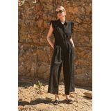 Zwarte jumpsuit met broderie anglaise