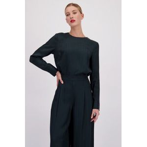 Donkergroene blouse met subtiel gestreept motief
