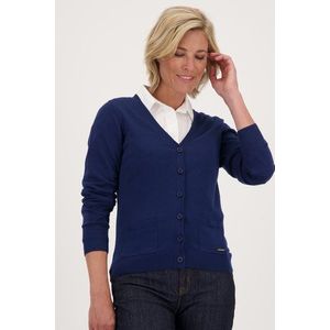 Blauwe cardigan met ton-sur-ton knopen