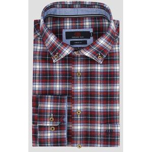 Rood hemd met blauw geruit motief - Comfort fit