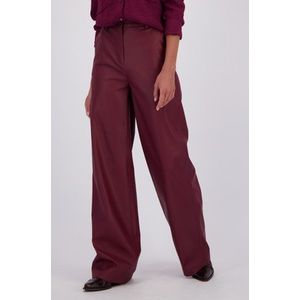 Wijde bordeaux broek met lederlook