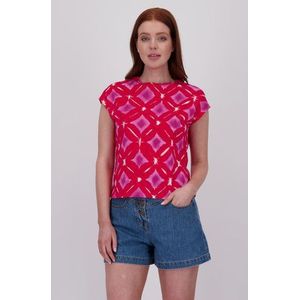 Rood T-shirt met paars-witte aquarelprint