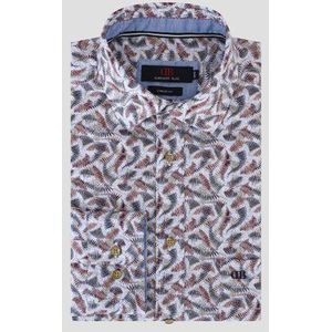 Lichtblauw hemd met waaierprint - Comfort fit