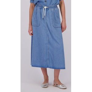 Midi jeansrok met elastische tailleband