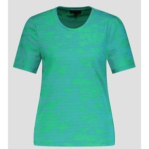 Blauwgroen T-shirt met fijne bladerprint