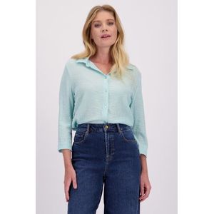 Turquoise blouse met driekwartmouwen