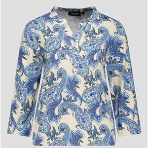 Beige T-shirt met blauwe paisley print