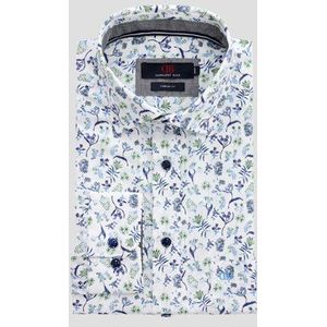 Wit hemd met fijne bloemenprint - Comfort fit