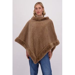 Beige faux fur poncho