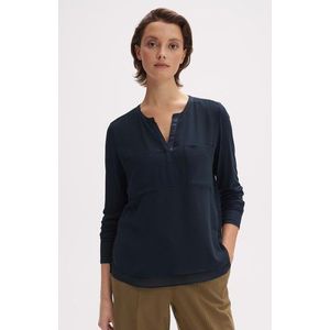 Donkerblauwe blouse met lange mouwen