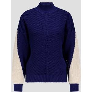 Navy trui met beige accent