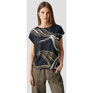 Donkerblauw T-shirt met abstracte print