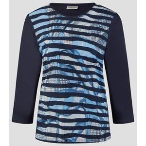 Donkerblauw T-shirt met gestreepte print
