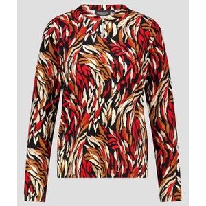 T-shirt met rood-bruin-zwarte print