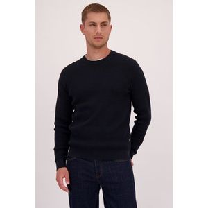 Donkerblauwe gebreide trui met ronde hals