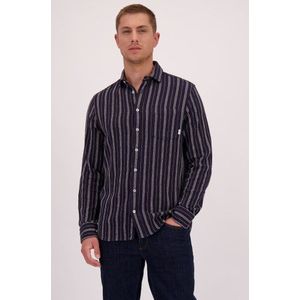 Donkerblauw hemd met strepen - Regular fit