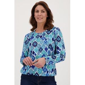 Turqoise T-shirt met ruitenprint