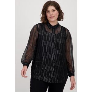 Fijne zwarte blouse met zilveren patroon