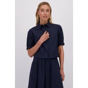 Blauwe blouse met korte mouwen