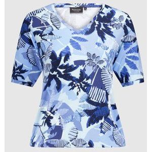 Lichtblauw T-shirt met blauwe bladerprint