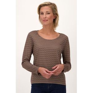 Taupe T-shirt met fijne print