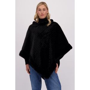 Zwarte poncho in faux fur